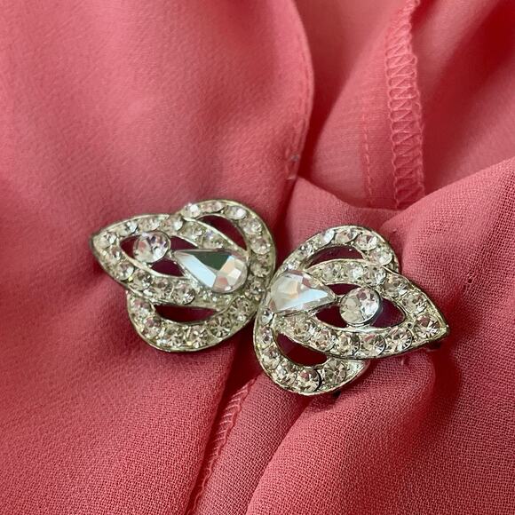 VTG Clara Sheer Embroidered Blouse Jacket Top w/ Rhinestone Clasp Old Money USA - Picture 2 of 7